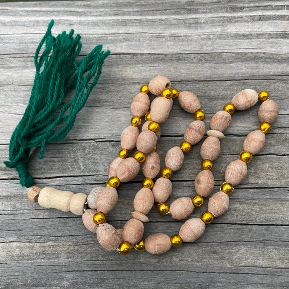 Pray Beads Real Wood Tan/Gold Tone Islamic Tasbeeh - Picture 8 of 9